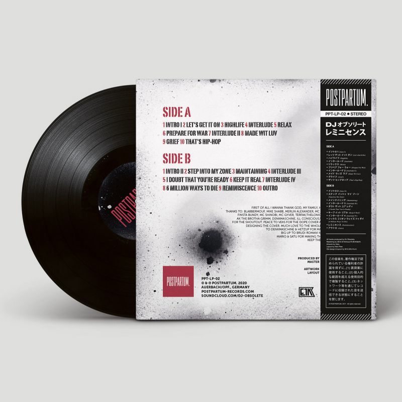 DJ Obsolete - Reminiscence [Black Edition] [Vinyl Record / LP + Download Code + Sticker + Obi Strip]-POSTPARTUM. RECORDS-Dig Around Records
