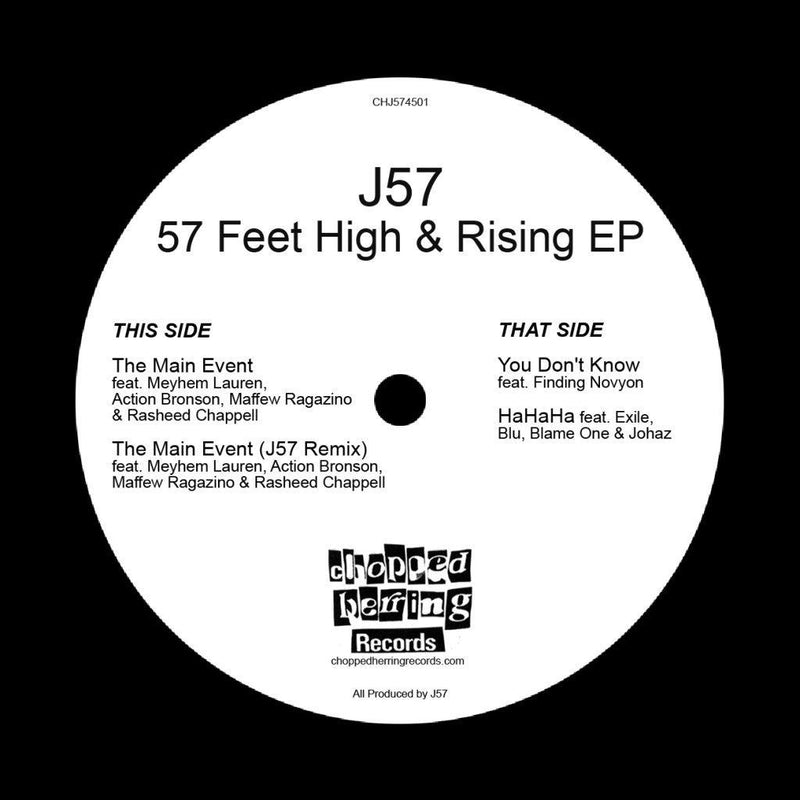 J57 - 57 Feet High & Rising [Black] [Vinyl Record / 7"]-Chopped Herring Records-Dig Around Records