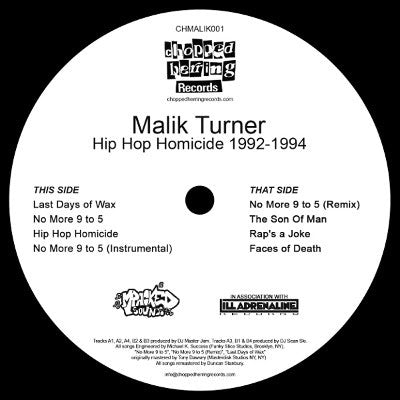 Malik Turner - Hip Hop Homicide 1992-1994 EP [Vinyl Record / 12"]-Chopped Herring Records-Dig Around Records