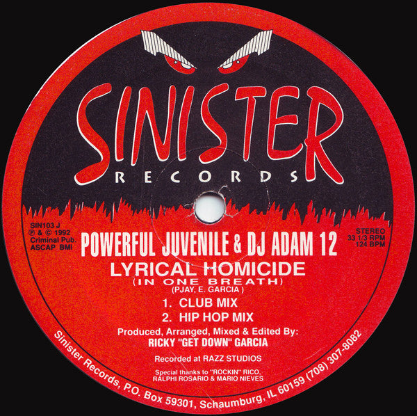 Powerful Juvenile & DJ Adam 12 ‎– This Stuff Is Dope / Lyrical Homicide (In One Breath)  [Vinyl Record /LP]