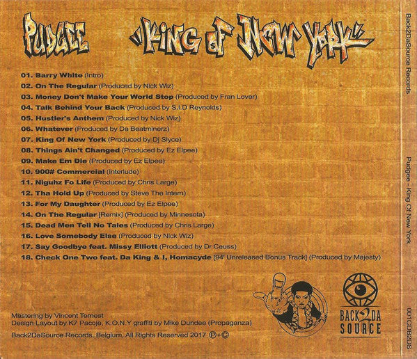 Pudgee - King Of New York [CD]-Back 2 Da Source Records-Dig Around Records