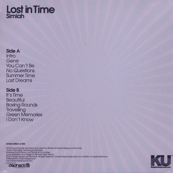 Simiah / Lost In Time (White Vinyl) [Vinyl Record / 12"]-KINGUNDERGROUND RECORDS (KU RECORDS)-Dig Around Records