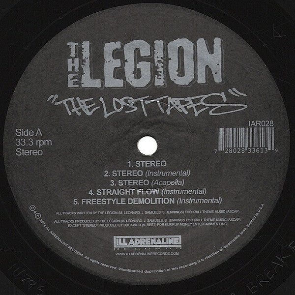 The Legion - The Lost Tapes [Black] [Vinyl Record / 12"]-ILL ADRENALINE RECORDS-Dig Around Records